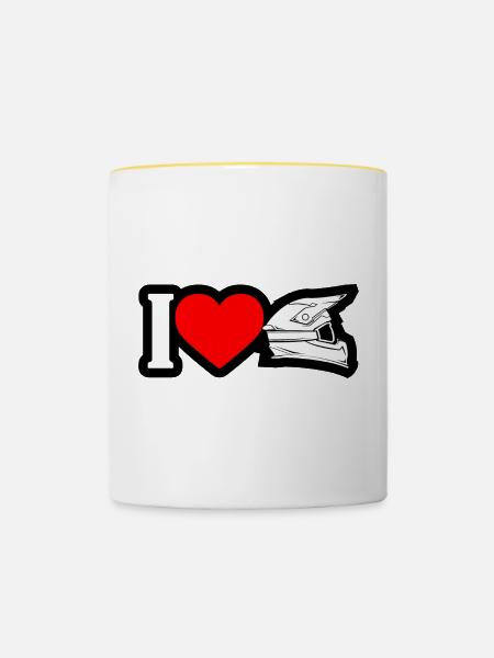 I Heart Helm-Grafik - Tasse zweifarbig - Weiß/Gelb