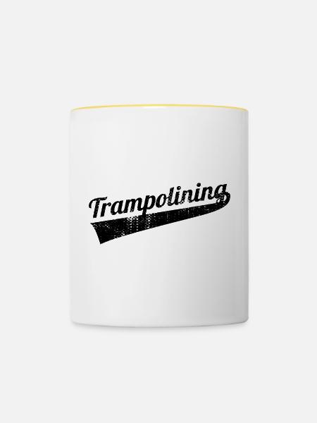Trampolinspringen - Tasse zweifarbig - Weiß/Gelb