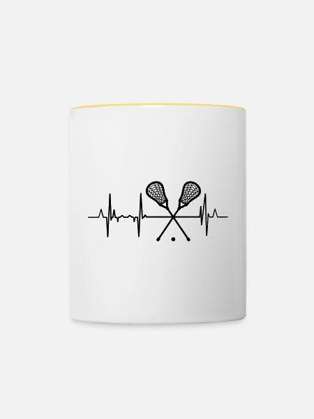 Lacrosse Herzlinie - Tasse zweifarbig - Weiß/Gelb
