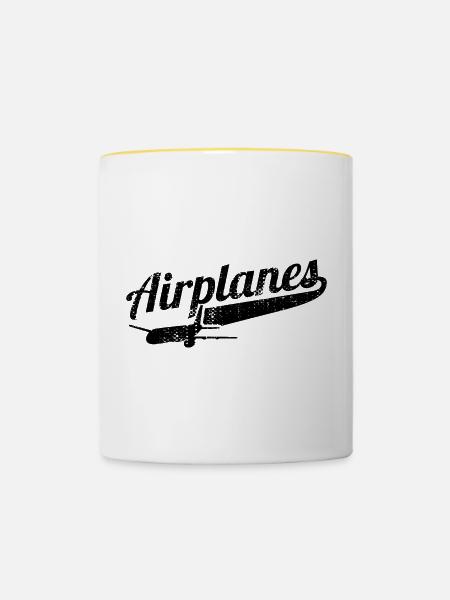 Flugzeugliebe - Tasse zweifarbig - Weiß/Gelb