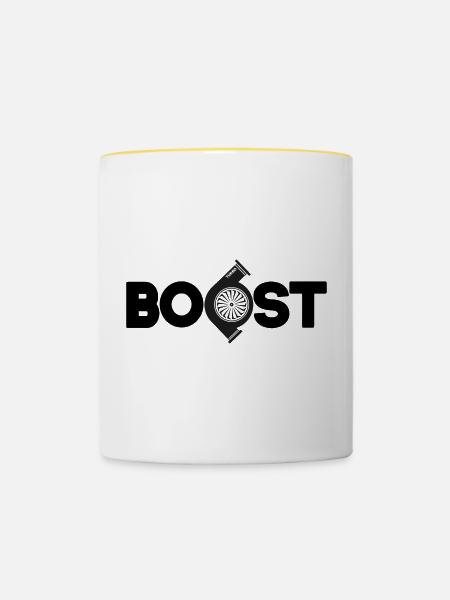 Boost - Auto Turbolader Racing Design - Tasse zweifarbig - Weiß/Gelb