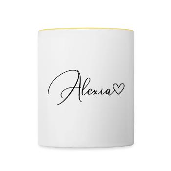 Alexia Name Vorname Mädchen - Tasse zweifarbig - Weiß/Gelb - Vorne