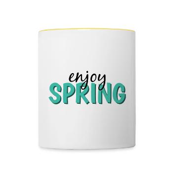 enjoy spring - Contrasting Mug - white/yellow - Front
