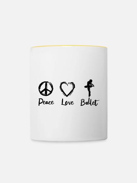 Ich liebe Ballett - Tasse zweifarbig - Weiß/Gelb