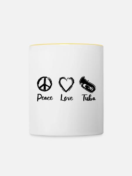 Ich liebe Tuba - Tasse zweifarbig - Weiß/Gelb