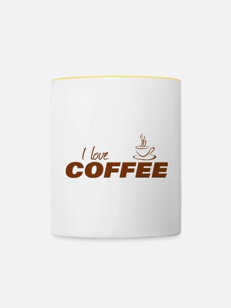 I LOVE COFFEE - Tasse zweifarbig - Weiß/Gelb