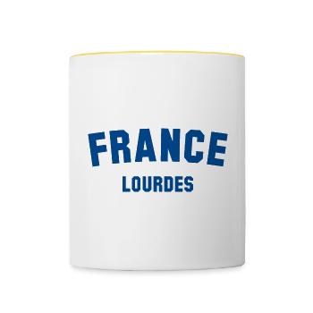 LOURDES, France - Mug contrasté - blanc/jaune - Devant