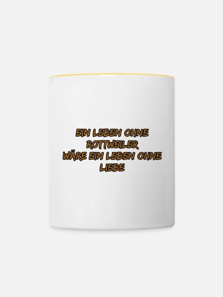 RottweilerLiebe: Leben mit Hund - Tasse zweifarbig - Weiß/Gelb