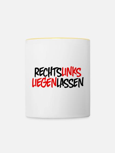 Recht Links Liegen Lassen - Tasse zweifarbig - Weiß/Gelb