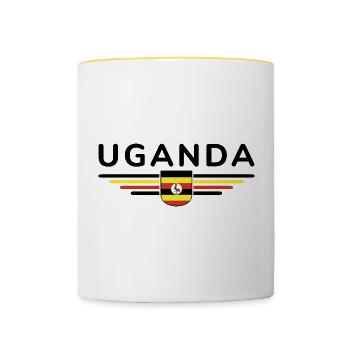 Uganda T-Shirt für Entdecker - Tasse zweifarbig - Weiß/Gelb - Vorne