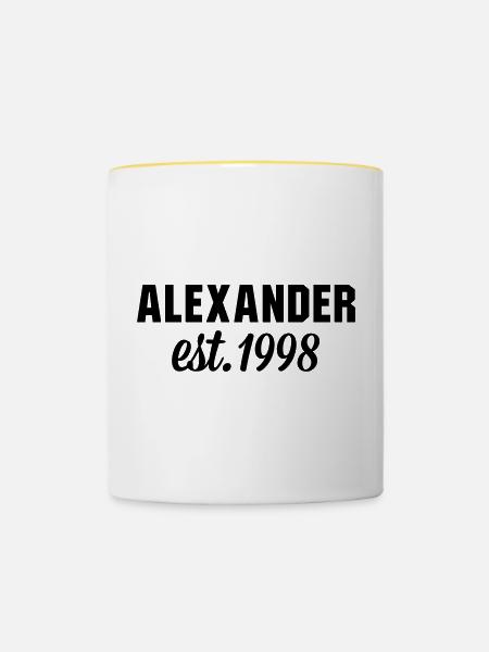 Alexander est 1998 - Tasse zweifarbig - Weiß/Gelb