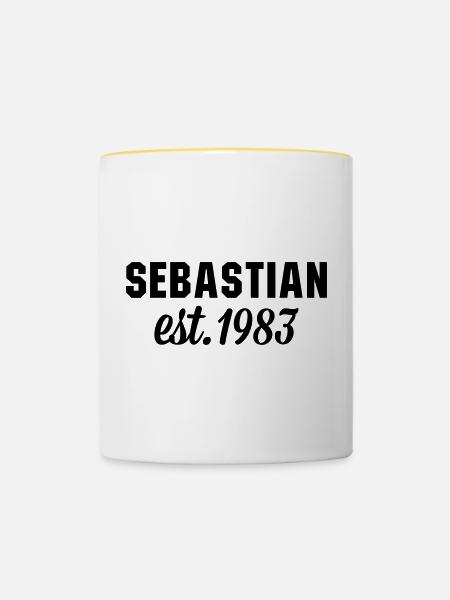 Sebastian est 1983 - Tasse zweifarbig - Weiß/Gelb