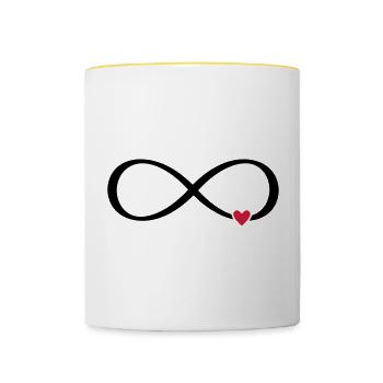Signe infini coeur cadeau d'amour - Mug contrasté - blanc/jaune - Devant
