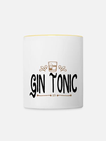 Gin Tonic - Tasse zweifarbig - Weiß/Gelb