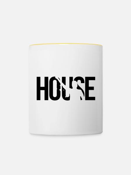 house musik - Tasse zweifarbig - Weiß/Gelb