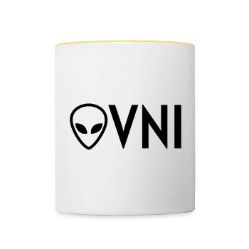 Ovni Ufo Extraterrestre Espace Geek Planète - Mug contrasté - blanc/jaune - Devant