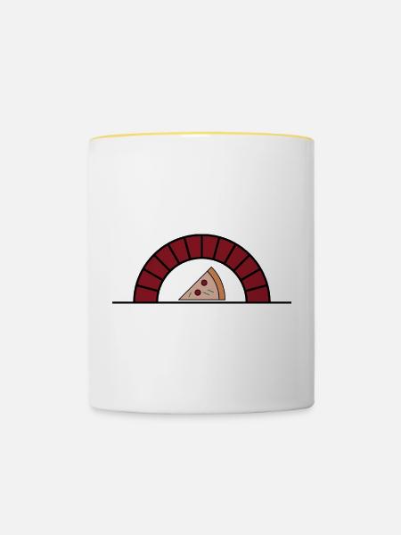 pizza im ofen - Tasse zweifarbig - Weiß/Gelb
