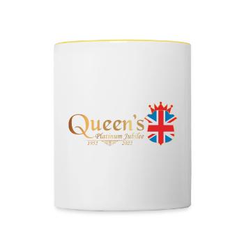 British Queen Monarchy Platinum Jubilee 70th yr - Contrasting Mug - white/yellow - Front