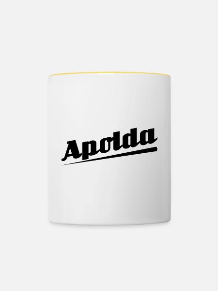 Apolda - Textdesign mit Stadtnamen - Tasse zweifarbig - Weiß/Gelb