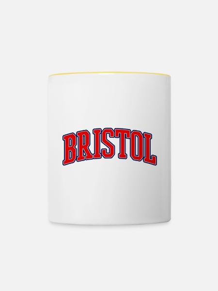Bristol Varsity Schriftzug - Tasse zweifarbig - Weiß/Gelb