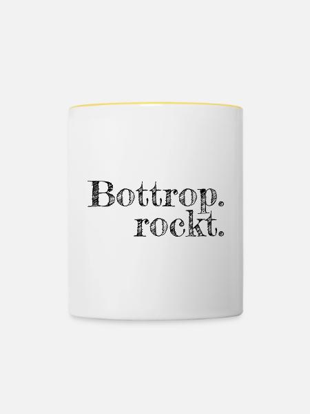 Bottrop - Textdesign mit Stadtnamen - Tasse zweifarbig - Weiß/Gelb