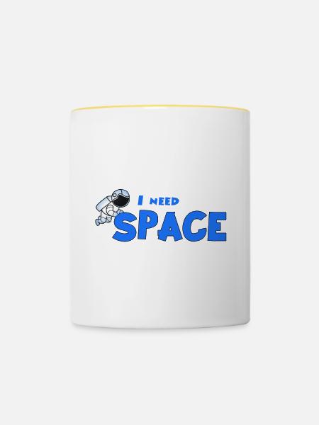 Ich brauche Platz - Tasse zweifarbig - Weiß/Gelb