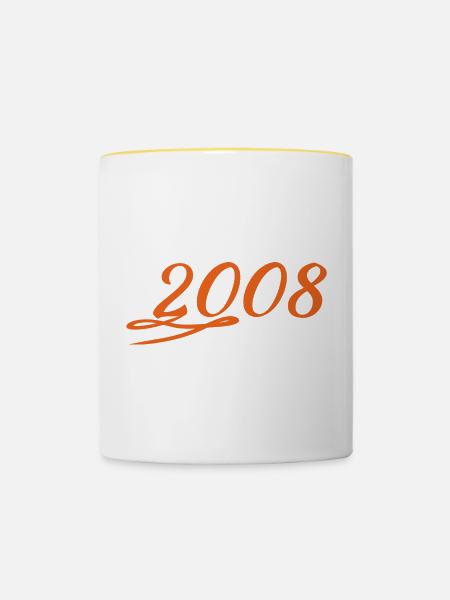 Jahr 2008 - Tasse zweifarbig - Weiß/Gelb