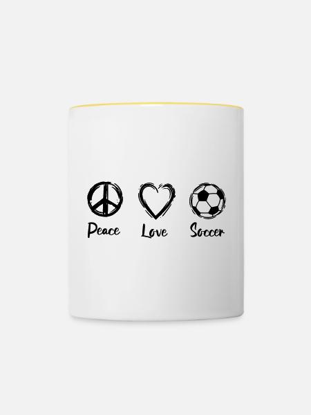 Fußball Motivation - Tasse zweifarbig - Weiß/Gelb