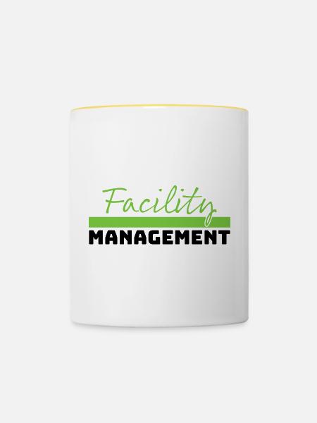 Tshirt Facility Management green schwarz - Tasse zweifarbig - Weiß/Gelb