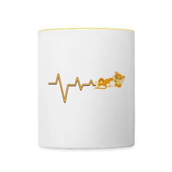 Guépard Heartbeat Néon - Mug contrasté - blanc/jaune - Devant