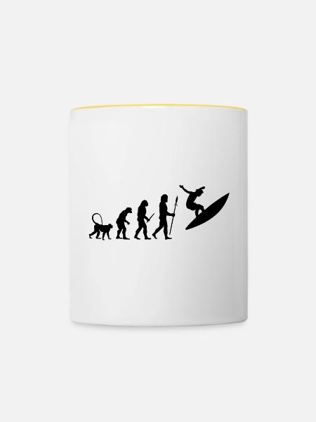 Entwicklung eines Surfers - Tasse zweifarbig - Weiß/Gelb