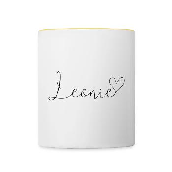Léonie Nom Prénom Fille - Mug contrasté - blanc/jaune - Devant