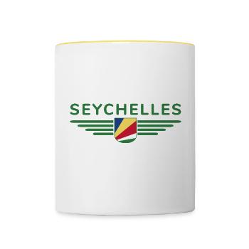 Seychelles fans: T-shirts for island dreams - Contrasting Mug - white/yellow - Front