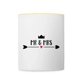 Hochzeit - Tasse zweifarbig - Weiß/Gelb - Vorne
