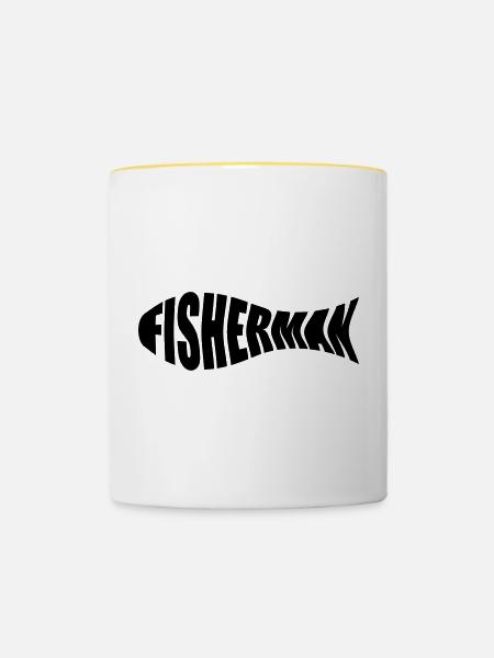 Angler - Tasse zweifarbig - Weiß/Gelb