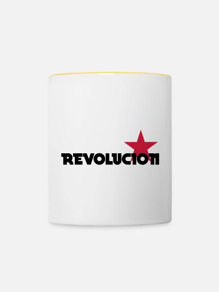 [ Revolucion ] - Tasse zweifarbig - Weiß/Gelb