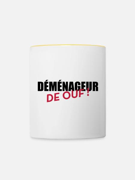 frachtführer / möbelpacker / mover / bewegen - Tasse zweifarbig - Weiß/Gelb