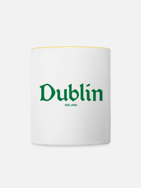 DUBLIN Irland Ireland - Tasse zweifarbig - Weiß/Gelb