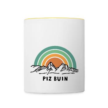 Piz Buin Mountain Hiking Silvretta Vorarlberg Engadin - Contrasting Mug - white/yellow - Front
