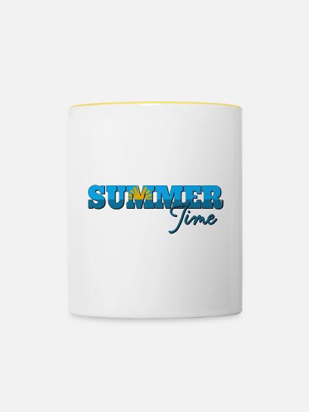 Summer Time - Tasse zweifarbig - Weiß/Gelb