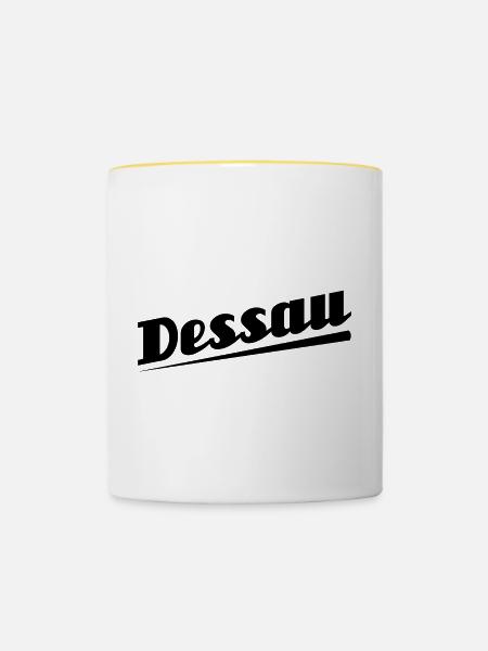 Dessau - Textdesign mit Stadtnamen - Tasse zweifarbig - Weiß/Gelb