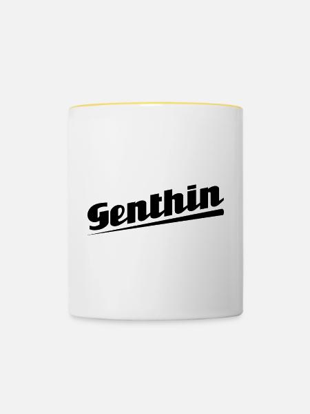 Genthin - Textdesign mit Stadtnamen - Tasse zweifarbig - Weiß/Gelb
