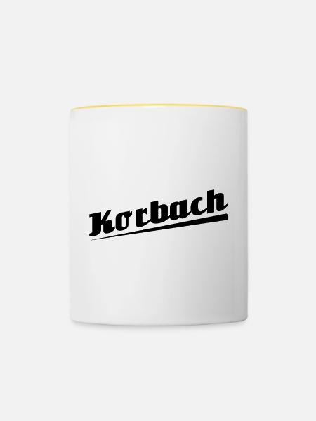 Korbach - Textdesign mit Stadtnamen - Tasse zweifarbig - Weiß/Gelb