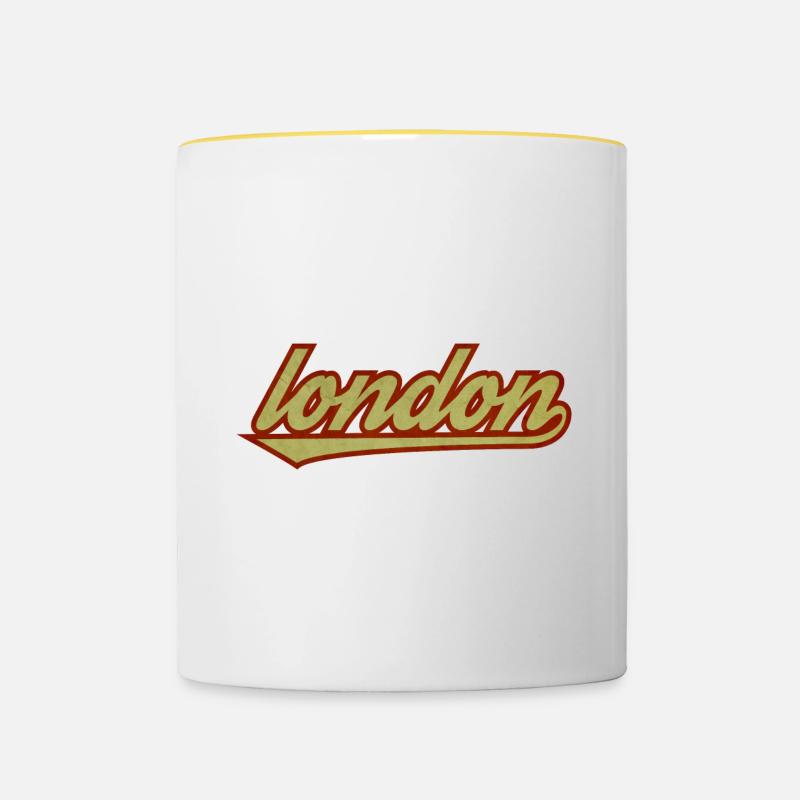 London Retro Script Logo - Contrasting Mug - white/yellow