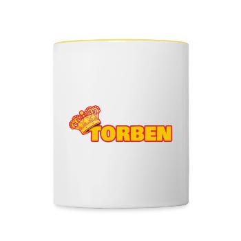 Krone für Torben - Tasse zweifarbig - Weiß/Gelb - Vorne