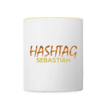 Hashtag Social Media SEBASTIAN Sebastian - Tasse zweifarbig - Weiß/Gelb - Vorne
