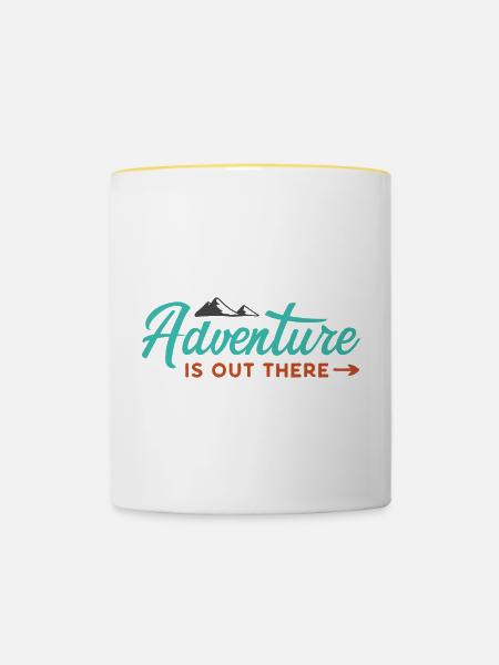 Abenteuer ist da draußen - Tasse zweifarbig - Weiß/Gelb