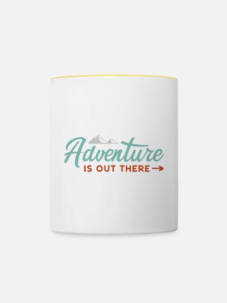 Abenteuer ist da draußen - Tasse zweifarbig - Weiß/Gelb