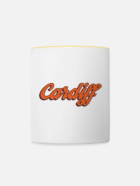 Cardiff Script Orange - Tasse zweifarbig - Weiß/Gelb