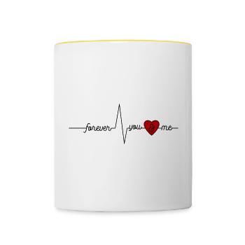 L’amour pour toujours - Mug contrasté - blanc/jaune - Devant